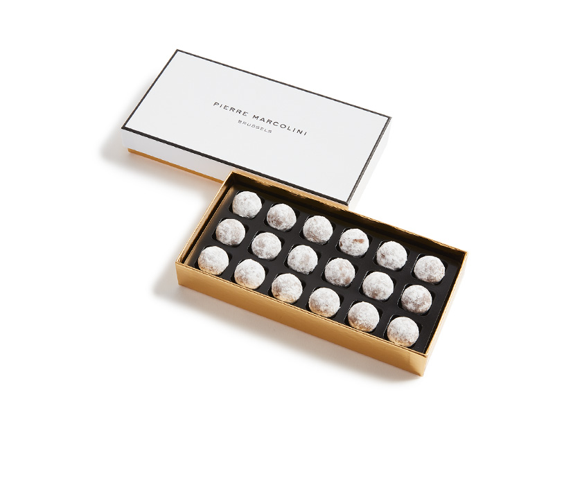 Plumier of champagne truffles Chocolate truffles